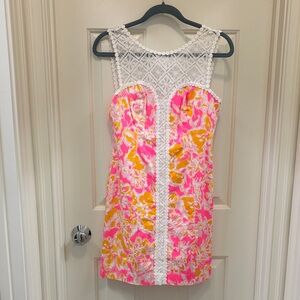 Lilly Pulitzer Floral Pink and Orange Sleeveless Dress